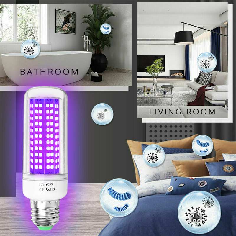 Newest E27 80W UV Germicidal Lamp 200 LEDs UVC Bulb Household Ozone Disinfection Light Bulbs 2835smd Ultraviolet Lamps