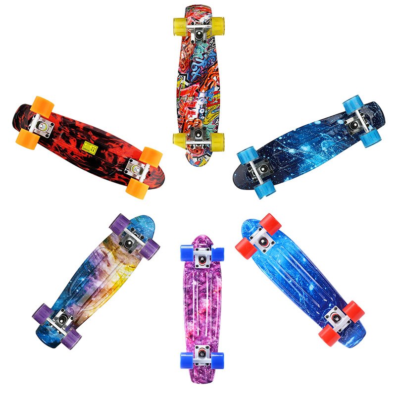 23" Complete Mini Cruiser Skateboard Penny Board Skate Board Sidewalk Road Sliding Single Kicktail Hard Plastic PU Wheels Girls