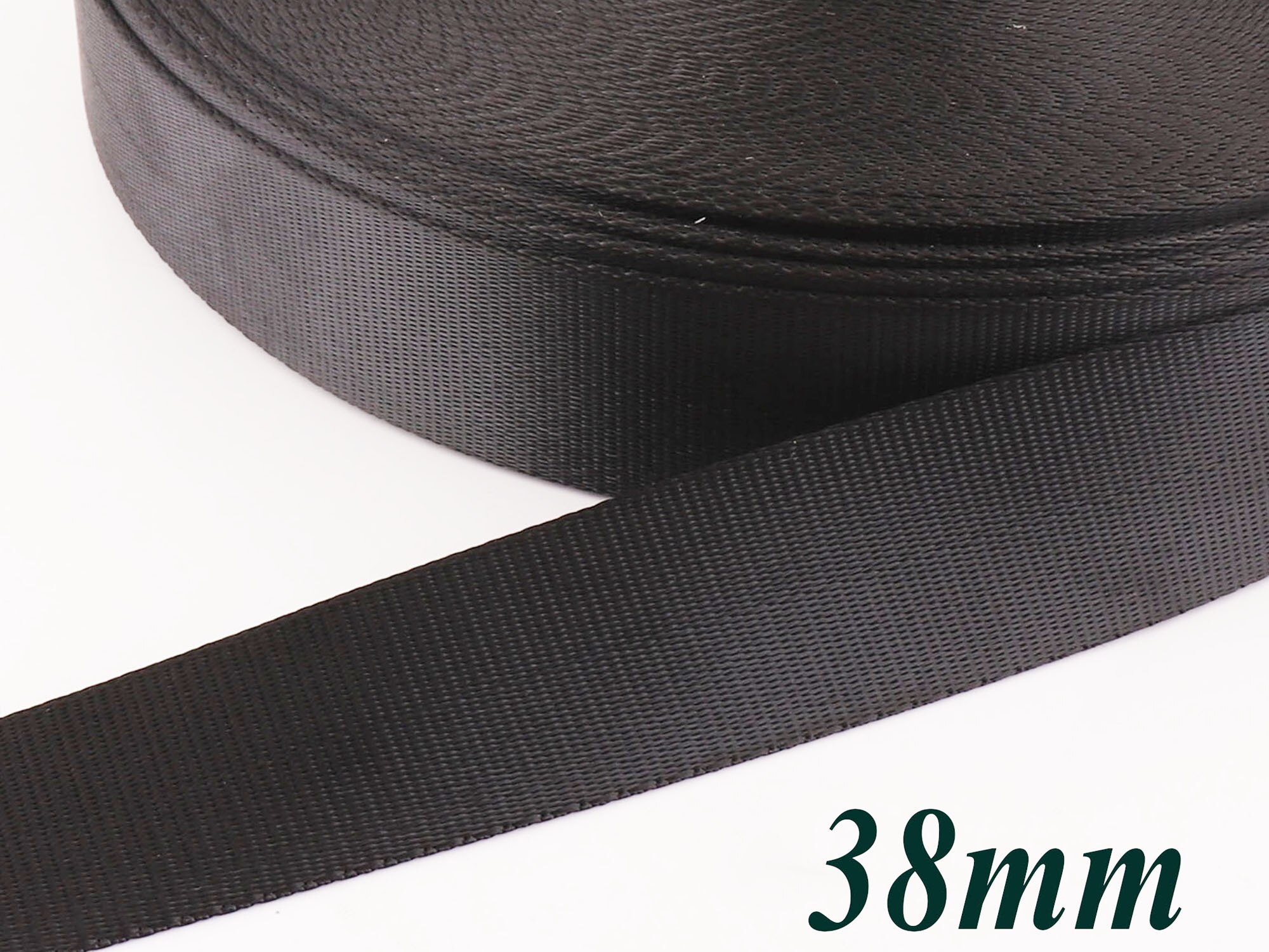 50mm/38mm/32mm svart bånd mykt glatt belte polyester bånd nøkkel fobbag stropp veske håndtak dingle vevd belte tote håndtak 2 ": 38mm-3 måler