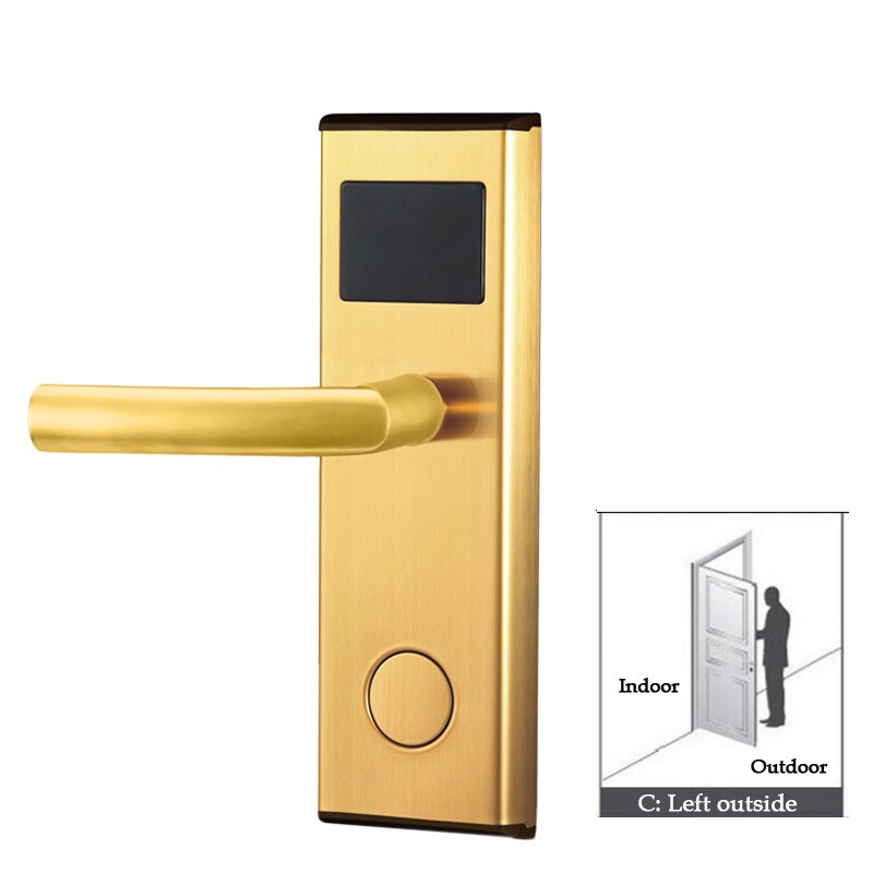 hotel door access system digital Electric intelligent Electronic hotel key card door lock: Golden left outside