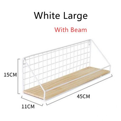 Étagère murale de séparation en maille de fer, minimaliste, nordique, créative, décoration murale suspendue, petite étagère, présentoir Non marquant: White Large 2