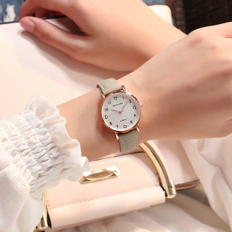 Eenvoudige Vintage Retro Dames Kleine Wijzerplaat Horloge Zoete Lederen Band Horloge Outdoor Sport Polshorloge Horloges Voor Vrouwen