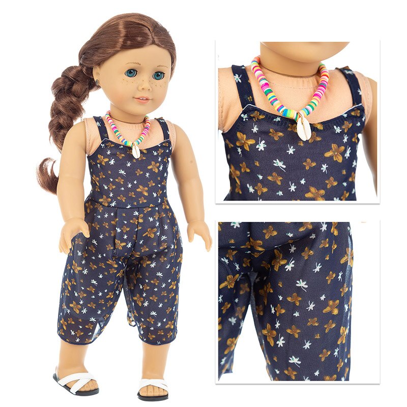 Ajustement 18 pouces 43cm né bébé américain poupée vêtements fille poupée couleur jaune pyjama jarretelle costume accessoires pour bébé: q-113
