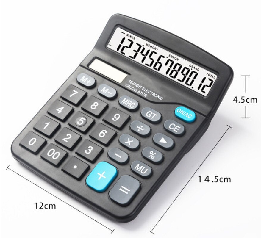 Solar Calculator 12 Digit Large Screen Calculator Financial Accounting Clear Inventory Office Home Stationery Dual Power Supply