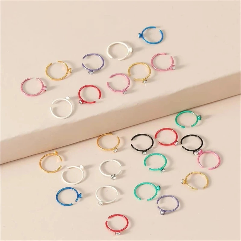 Pack de clous de nez en acier inoxydable, 40/60 pièces, cerceau de perçage de nez en cristal en vrac, ensemble d'anneaux de nez en forme de L, Piercing courbé, bijoux pour le corps