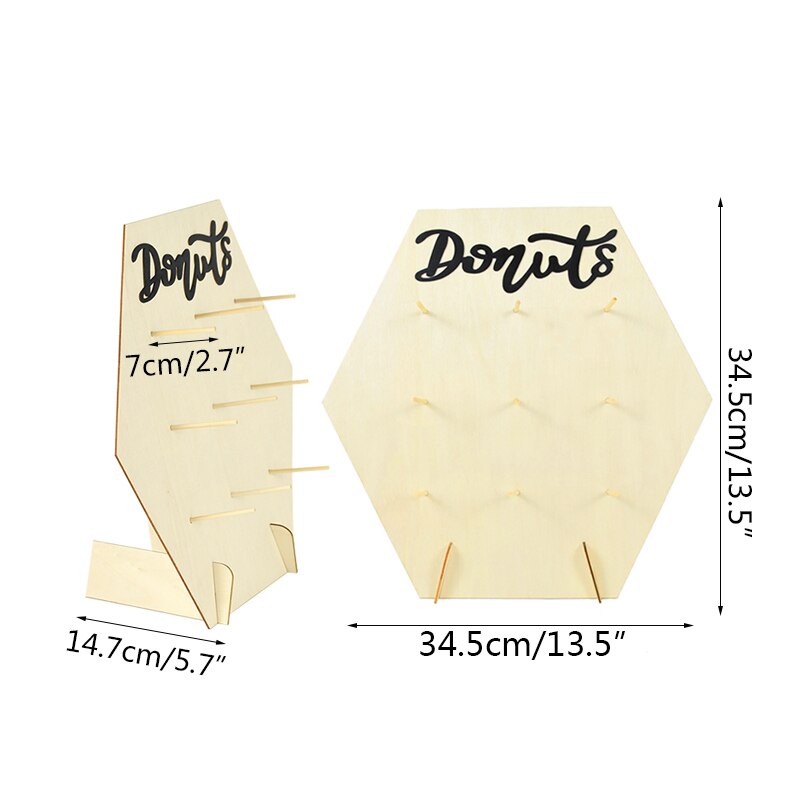 Reusable Wooden Donut Stand Wedding Decoration Table Donut Party Decor Baby Shower Birthday Party Favor Doughnut Display Stand: 1pc C05