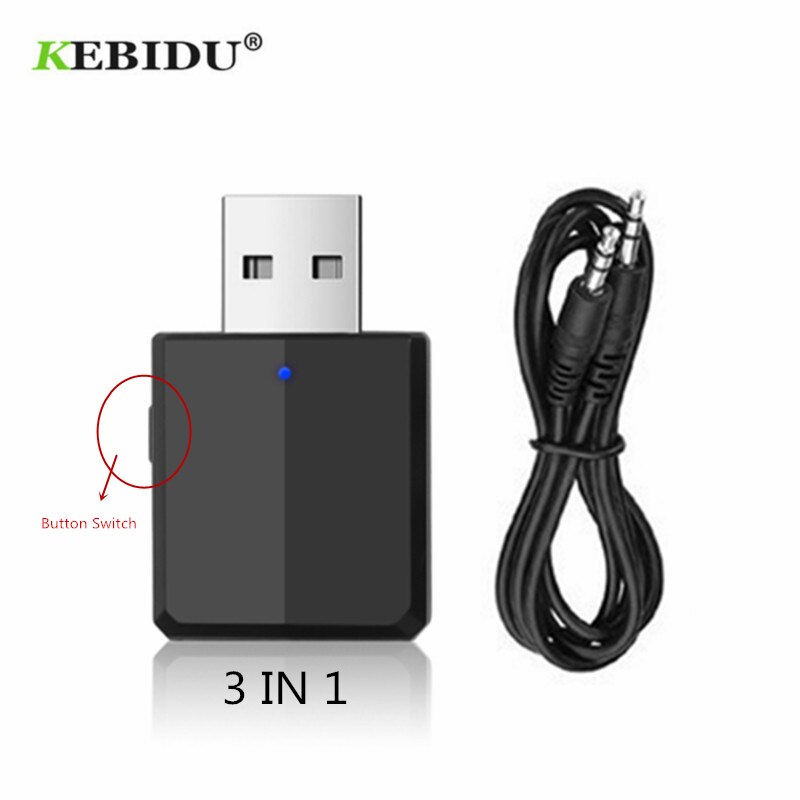Kebidu 3 In 1 Bluetooth Zender Ontvanger Draadloze Bluetooth 5.0 Adapter Mini 3.5 Mm Aux Stereo Voor Auto Muziek Voor tv