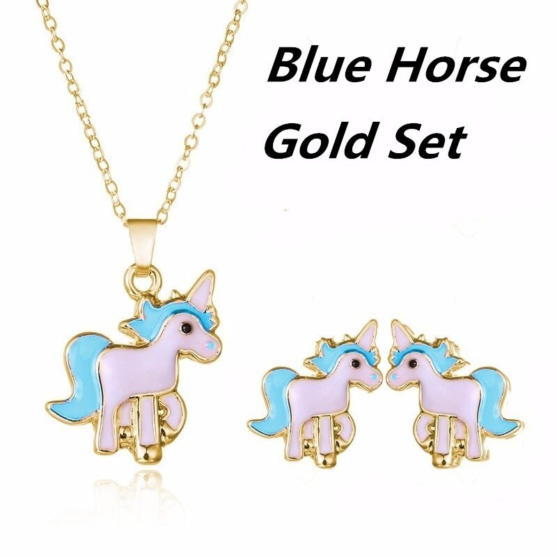 3 teile/satz Einhorn Schmuck Sets Nette Ohrringe Halsketten für Frauen Mädchen Tier Dekorationen Kits Hochzeit Party