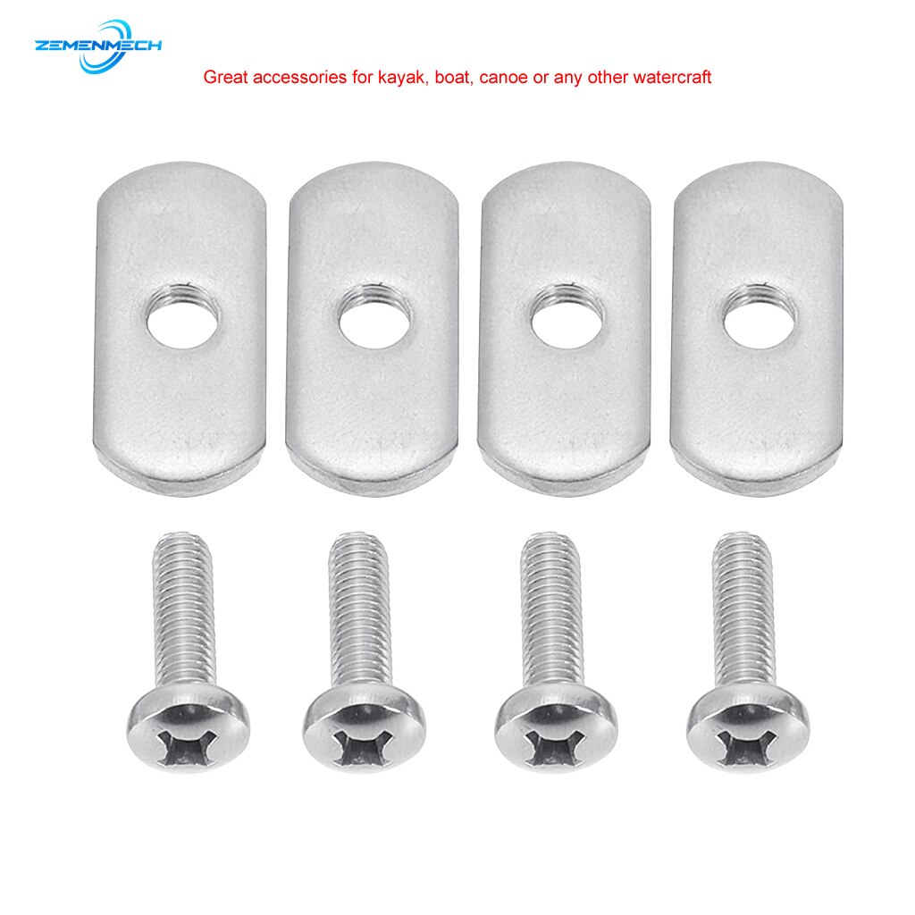 316 Stainless Steel Kayak Rail Track Screws Track Nuts Hardware Kayak Mounting Replacement Kit Boat Outdoor Tool Accessories