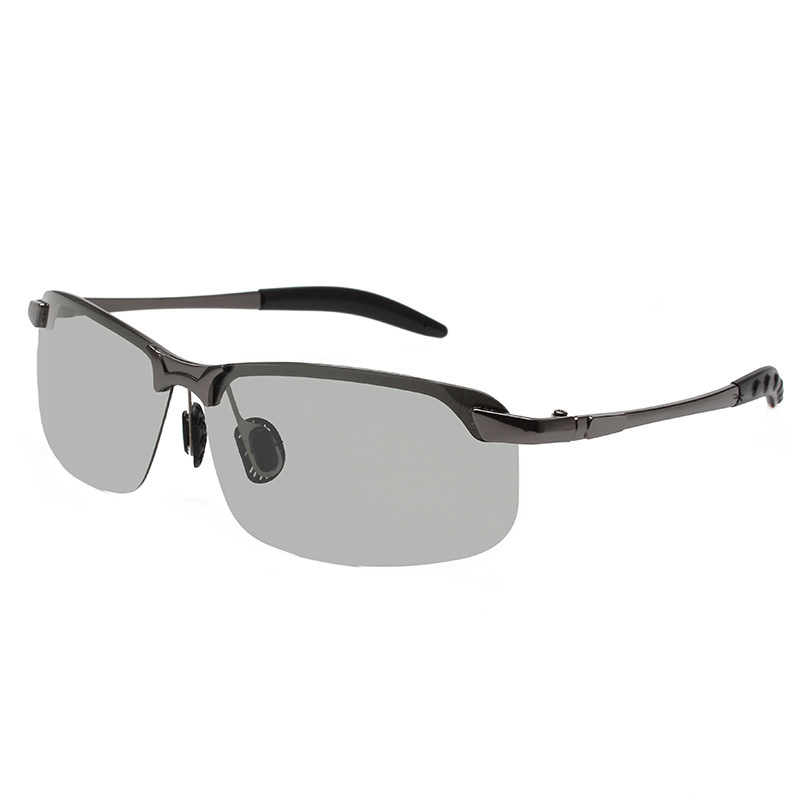 Photochromic Sunglasses Men/Women Polarized Driving Glasses Change Color Anti-Glare Day Night Vision Driving Fishing Sun Glasses: WHITE / black
