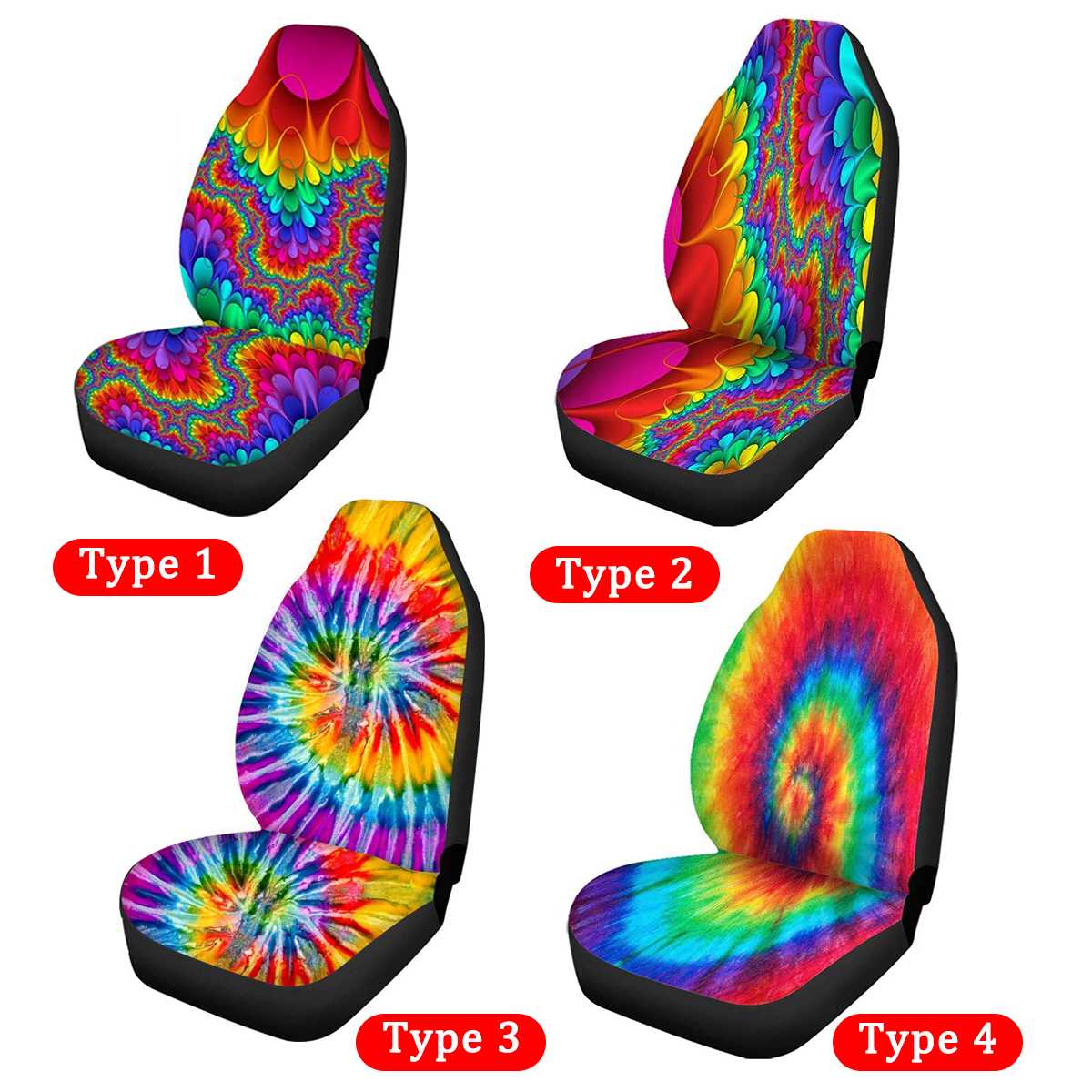 2pcs Front Car Seat Cover Automobiles Seat Covers Protector Cushion Fabric Cases Rainbow Universal For Sedan SUV Truck Auto