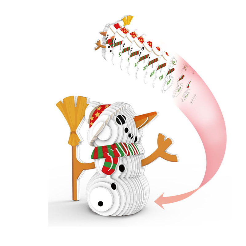 Tema natalizio modello di babbo natale Puzzle 3D asilo precoce educativo fai da te carta di carta fatta a mano Jigsaw per bambini giocattoli regalo: nero