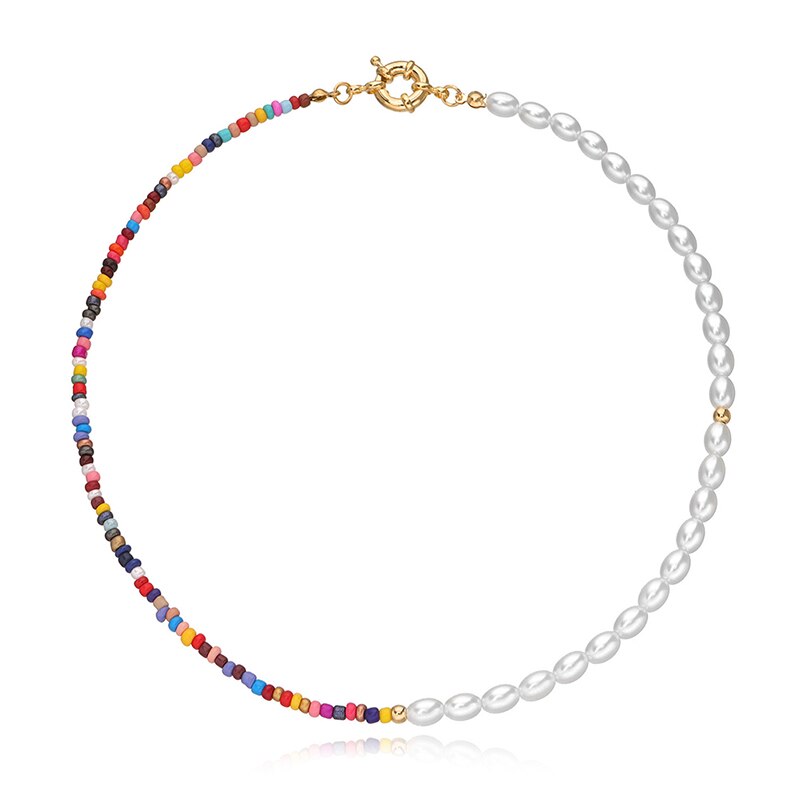 Kleurrijke Parel Choker Ketting Handgemaakte Zaad Kralen Bohemen Kraag Zomer Beach Party Voor Vrouwen Meisjes Sieraden Party: GD