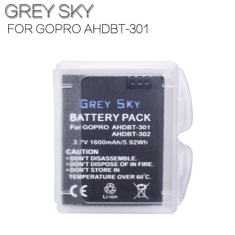1600mAh AHDBT-301 Battery for Go Pro Hero 3 3+ gopro3 gopro 3 Hero3 Battery Black Edition White Silver Edition HD camera: 1 battery
