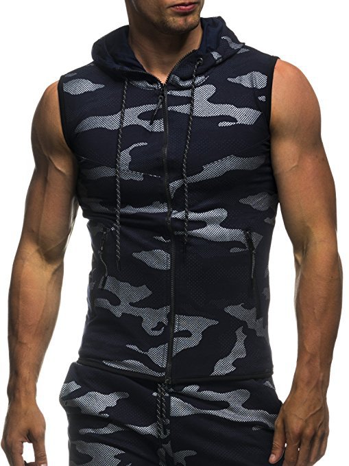 Mænd bodybuilding tanktoppe ærmeløse hættetrøjer mænd afslappet camouflage hættetrøje herre camouflagetøj: Xxxl / Beige