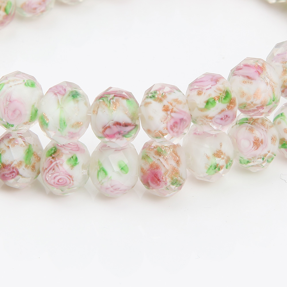 8/10mm Murano Glass Lampwork Beads for Jewelry Making Necklace Diy Bracelet Rondelle Faceted Flower Beads Accessories Supplies: WHITE / 2mm