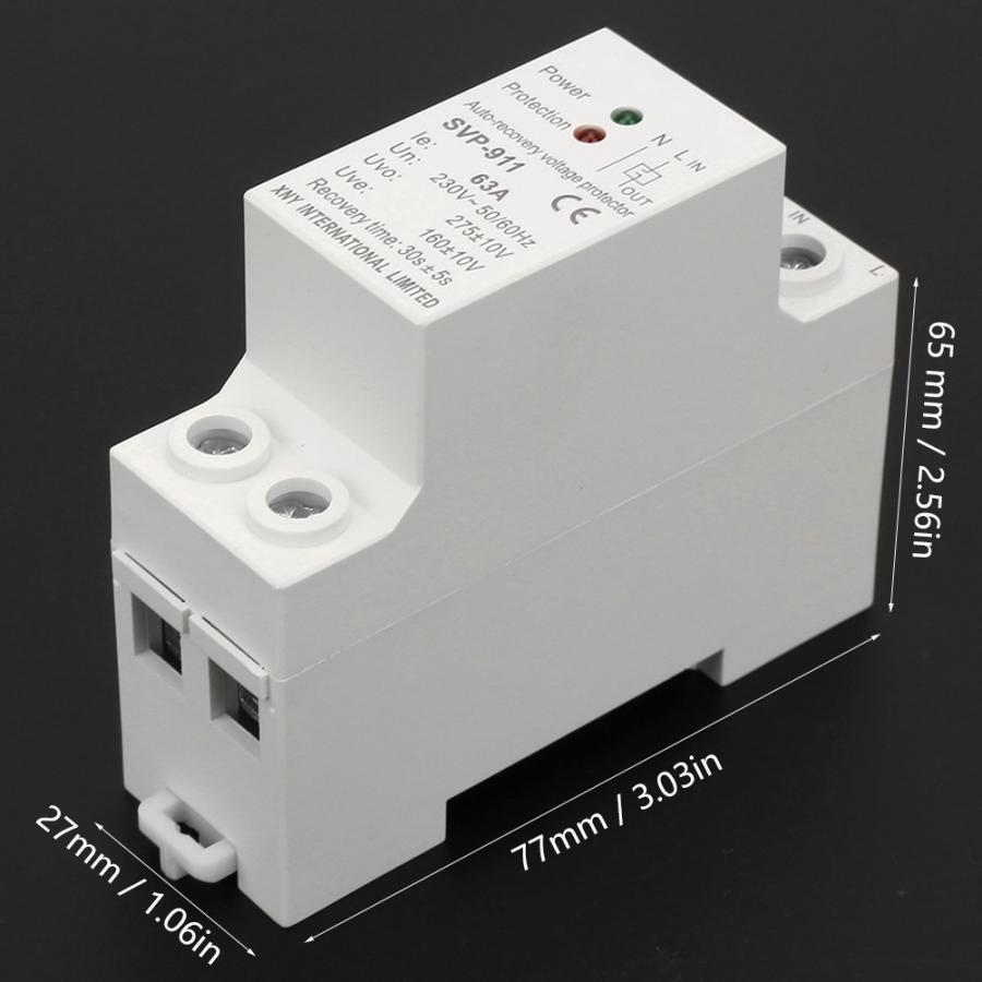 Automatic Overvoltage & Undervoltage Protection Device 230V 63A Reconnect Voltage Relay SVP-911 Overvoltage Protection