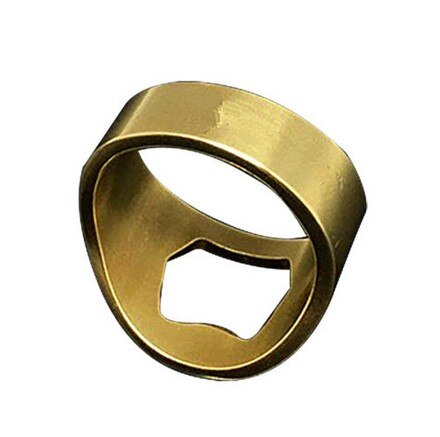 Creatieve Draagbare Ring Flesopener Fun Novelty Drinken Bier Vinger Gadget Kousvuller: Goud