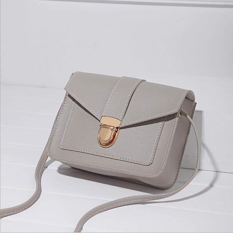 Mode Kleine Crossbody Tassen Voor Vrouwen Mini Pu Lederen Schouder Tas Bolsas Dames Telefoon Portemonnee Messenger Bag: Grey-1