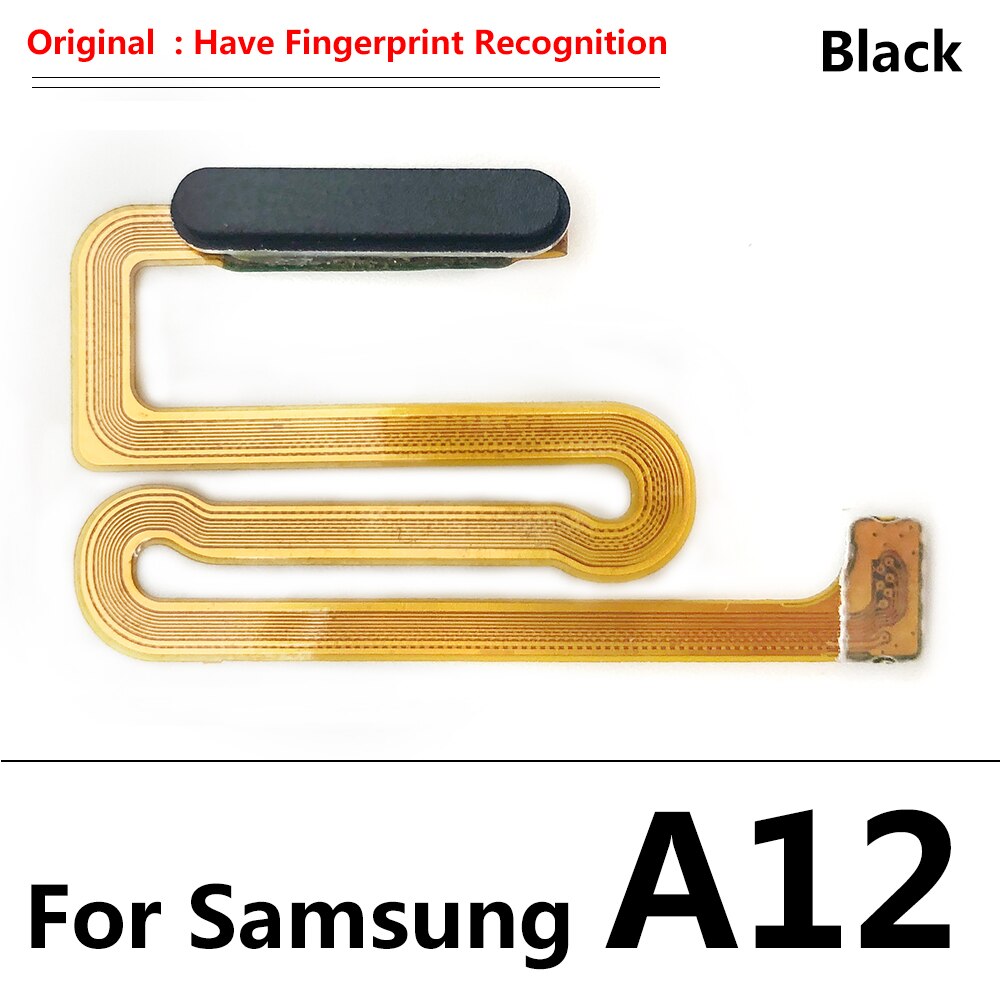 Sensor de huella digital Original para Samsung A12, botón de menú de Inicio, tecla de inicio de retorno, encendido y apagado lateral, botón Flex para A03S: A12 Black Original