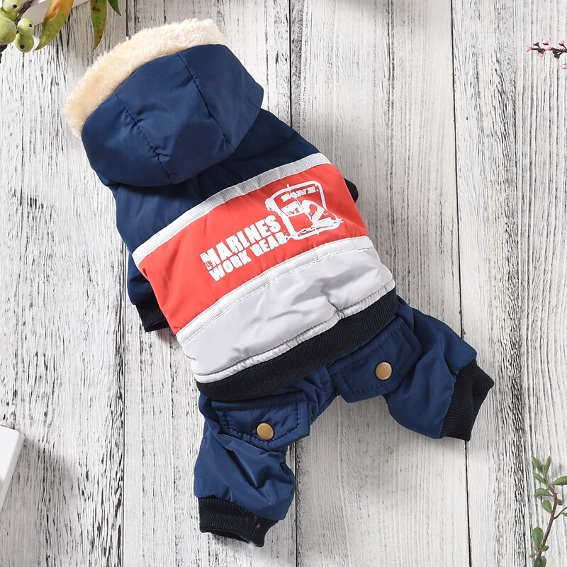 Hoed Met Bont Sneeuw Hond Kleding Blauw Oranje Groen Winddicht Hooded Vier-Legged Katoen Huisdier Down Jassen Winter Warm kat Accessoires