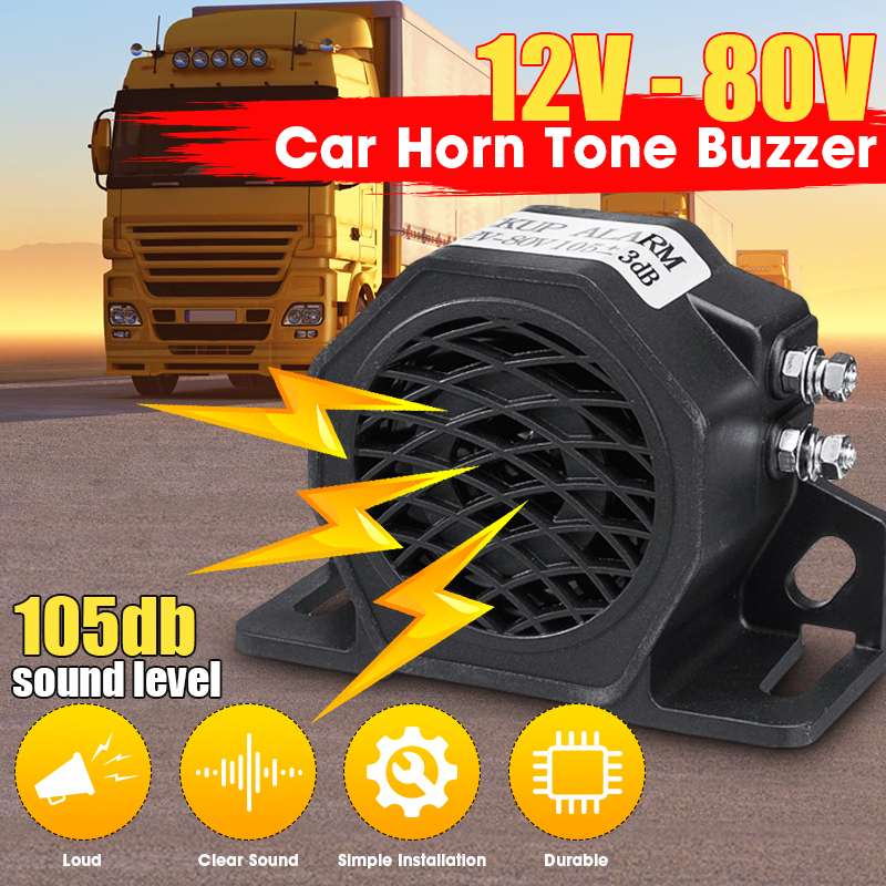 12V80V Waterproof Auto Warning Siren Backup Alarm Horns Warning Sound