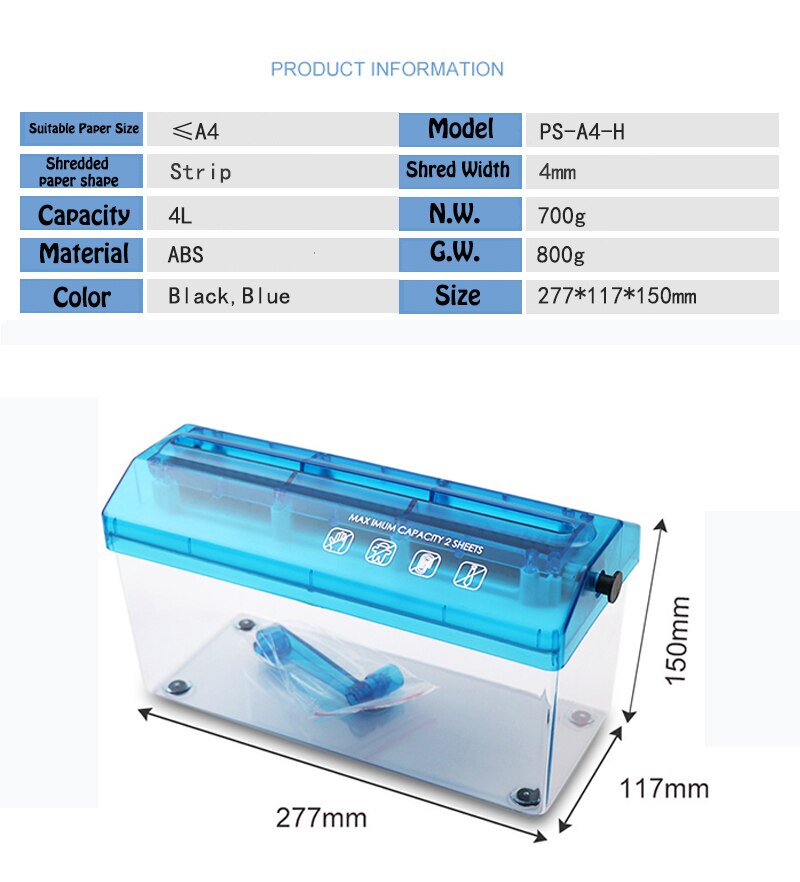 A4 9 "Manual Hand Papier Shredder Document Bestand Handgemaakte Straight Snijmachine Tool voor School Office Thuisgebruik