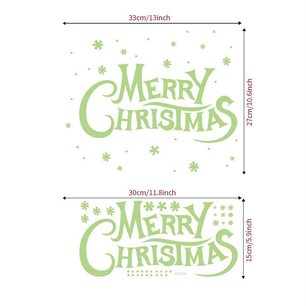 Christmas Glowing Wall Stickers Letter Stickers window decals PVC Wall Posters for Bedroom Living Room Green wallpaper