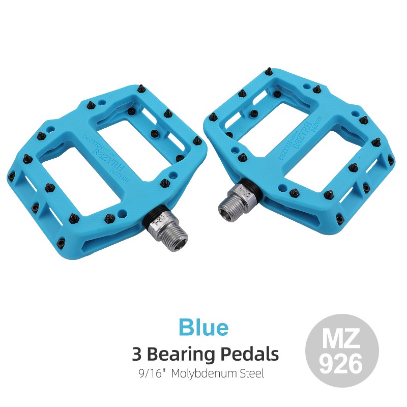Bicycle Pedals 3 Bearings Ultralight Anti-slip BMX Road MTB Bike Pedal Wide Waterproof Bicycle Accessories: Navy Blue