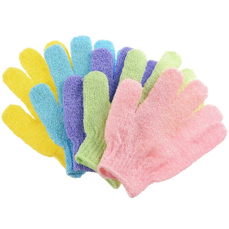 Kroppsbad til peeling eksfolierende hansker til dusj skrubb hanske ansiktsmassasje svamp kroppstørker børste hud fuktighetsgivende spa skum: Tilfeldig farge 5 stk
