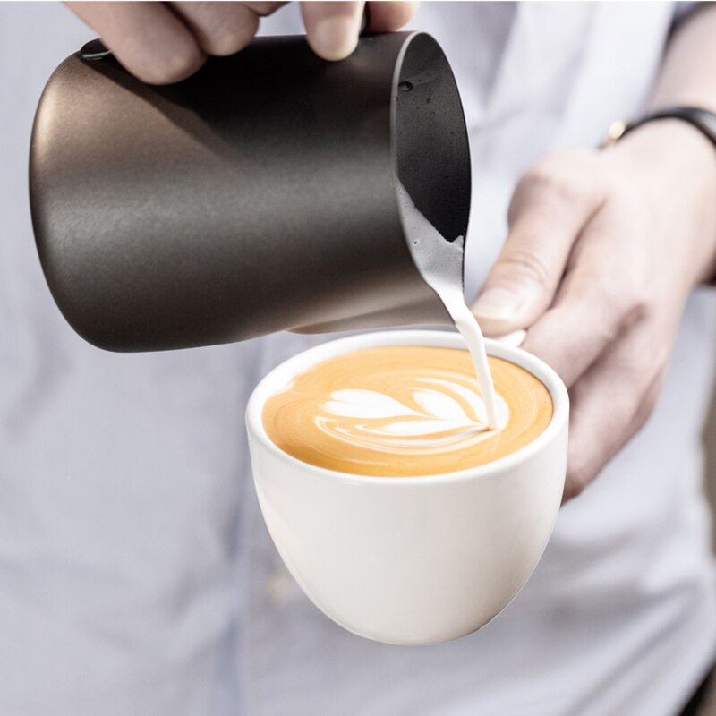 Jarra Barista latte art, jarras de leche para capuchino, jarras de acero inoxidable con recubrimiento de teflón, jarra para espuma de leche, Espresso, taza de artesanía, espuma