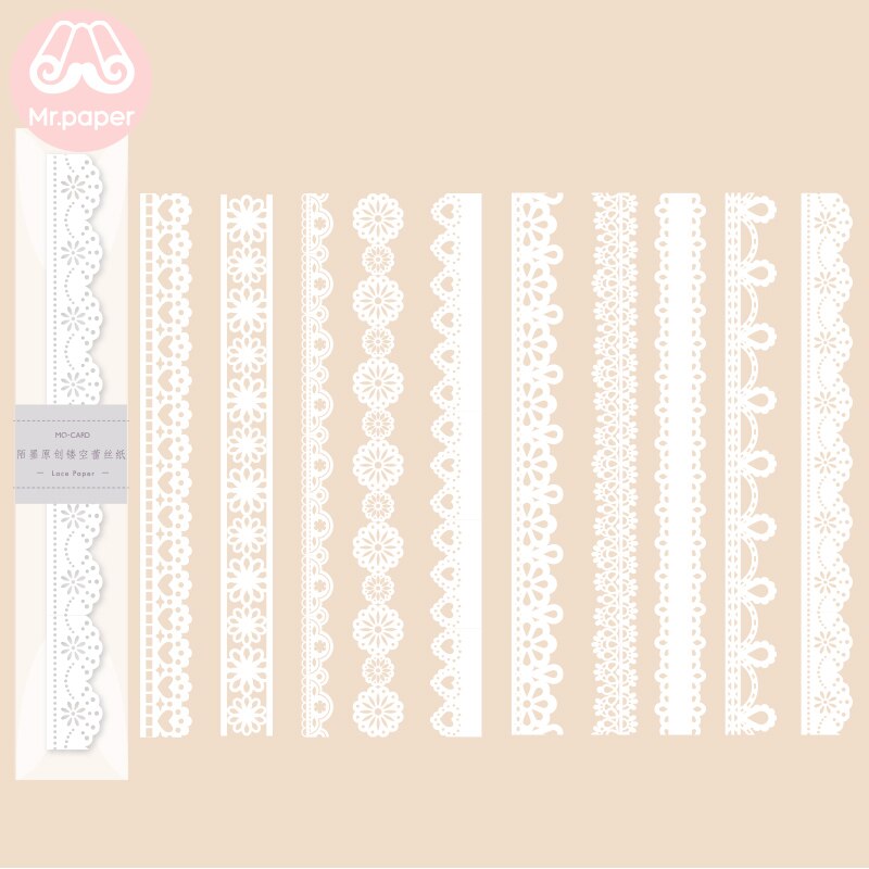 Mr.paper 8 designs 10 stk/parti hvidt blonde papir løst blad hjemmelavede hvide blonde memoblokke