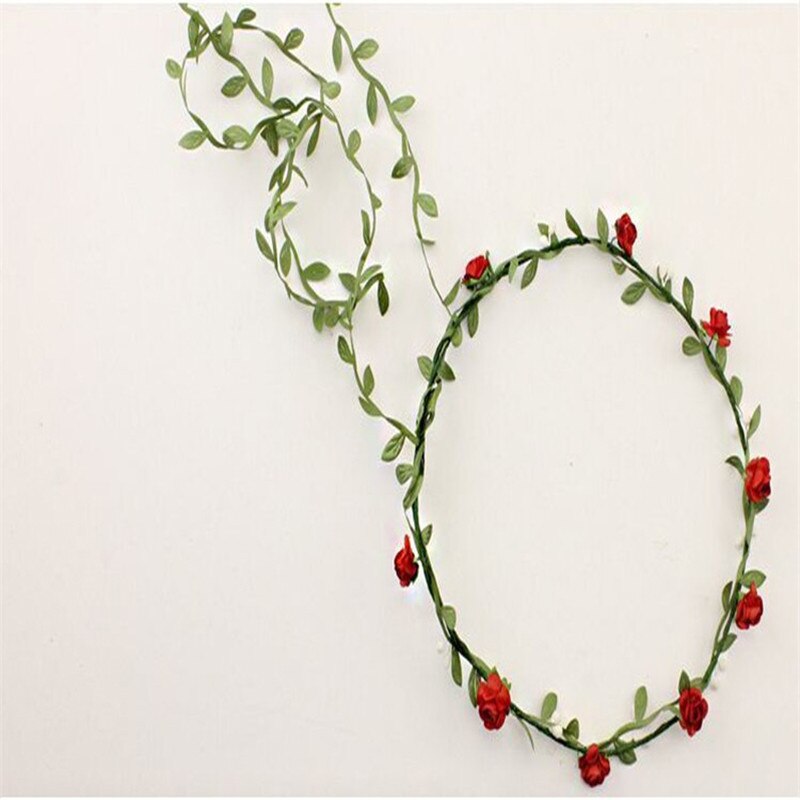 Kvinder brud blomst pandebånd boheme stil blomster krone hårbånd dame elastisk strand hårbånd blad hår gør det selv tilbehør 9 farver