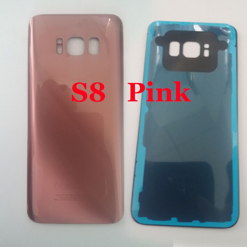 For SAMSUNG Galaxy S8 S8 Plus G950 G950F G950 G955F Back Glass Battery Cover Rear Door Housing Case Adhesive Camera Glass: S8 Pink