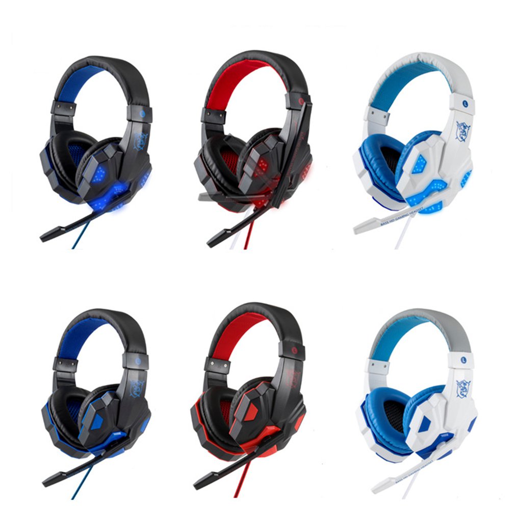 Soft Cushion Gaming Headset Surround Stereo Gaming Headset Headband Headphone USB 3.5mm LED With Mic For PC