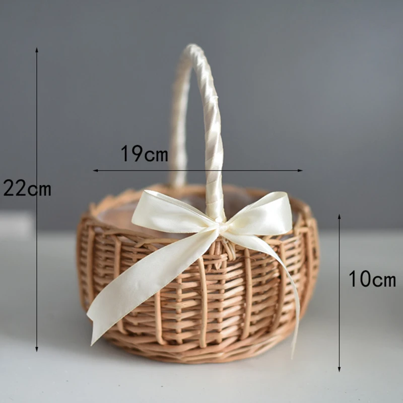 wwWoven Flower Basket Rattan Storage Basket Flower Girl Hand Basket Handmade Flower Basket For Home Wedding Decor