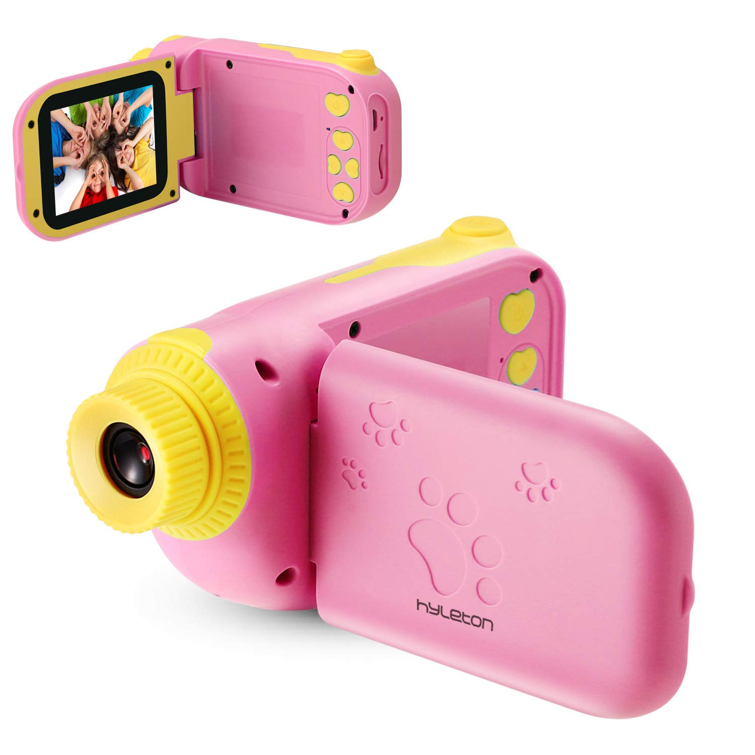 Børn mini videokamera fuld  hd 1080p børn baby digitalkamera selfie tegneseriekamera pædagogisk legetøj med 16gb/32gb kort: Lyserød / Uden tf-kort