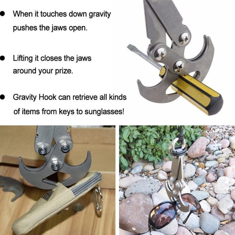 Folding Climbing Gravity Hook Outdoor Rock Climbing Rescue Claw Portable Stainless Steel Folding Flying Tiger Claw Hook Camp