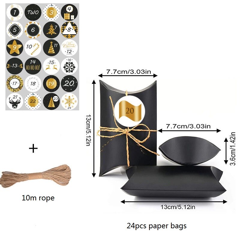 Neueste 24 teile/satz 13x 7,7x3,6 cm Schwarz Süssigkeit Kasten Handwerk Papier Kissen bilden Party Kasten Taschen Umweltfreundliche Kraft