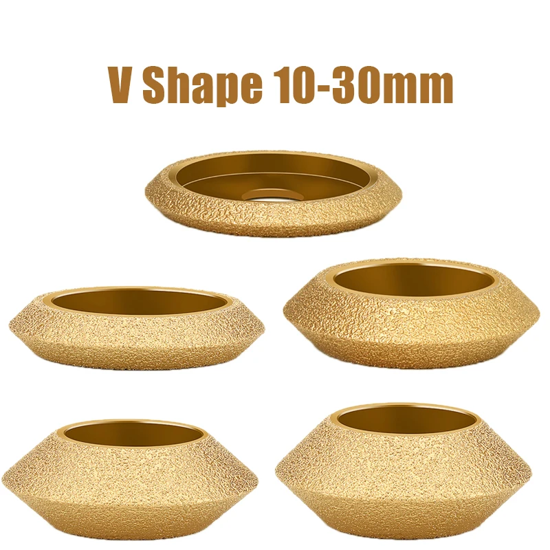 20mm- hålsdiameter 3 tum 75mm v-formad torrvakuumlödd diamantslipskiva halvbullnose-kant marmorkantprofilslipskiva