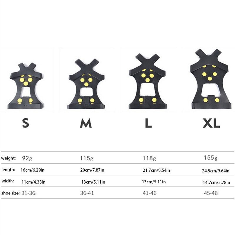 1 par s-xxl 10 pigger anti-skli snø isklatresko pigger isgrep klosser stegjern stegjern vinterklatring anti-skli sko deksel