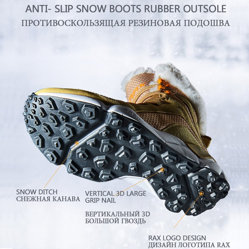 RAX, zapatos de senderismo de cuero genuino para mujer, zapatos de montañismo, botas de nieve de invierno de lana, zapatillas deportivas para mujer, botas para caminar