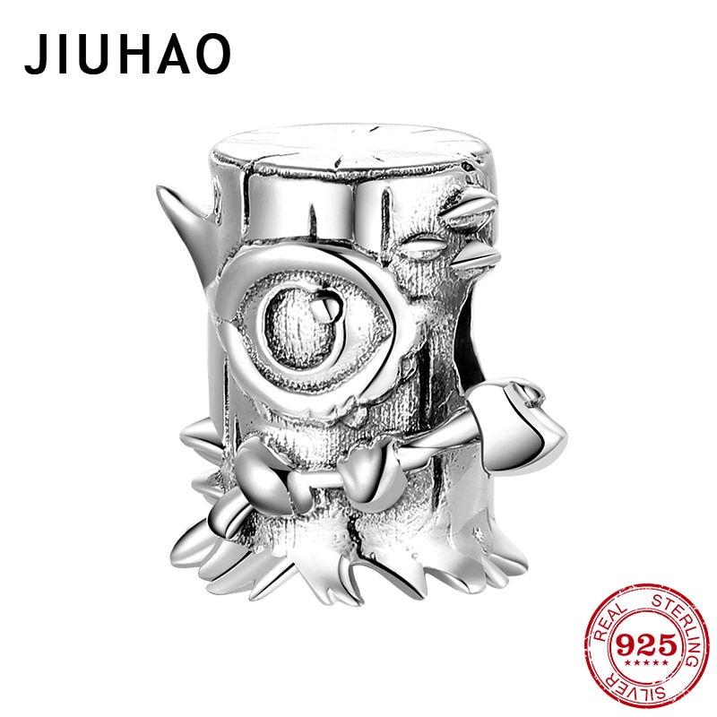 Tree stump Forest Elf series 925 Sterling Silver Metal Beads Charm fit jiuhao Charms Bracelet Women Jewelry Making