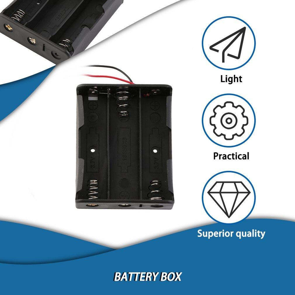 Plastic Battery Storage Case Holder For 3 PCS 18650 3.7V With Wire Leads Universal Batteries Protecting Box