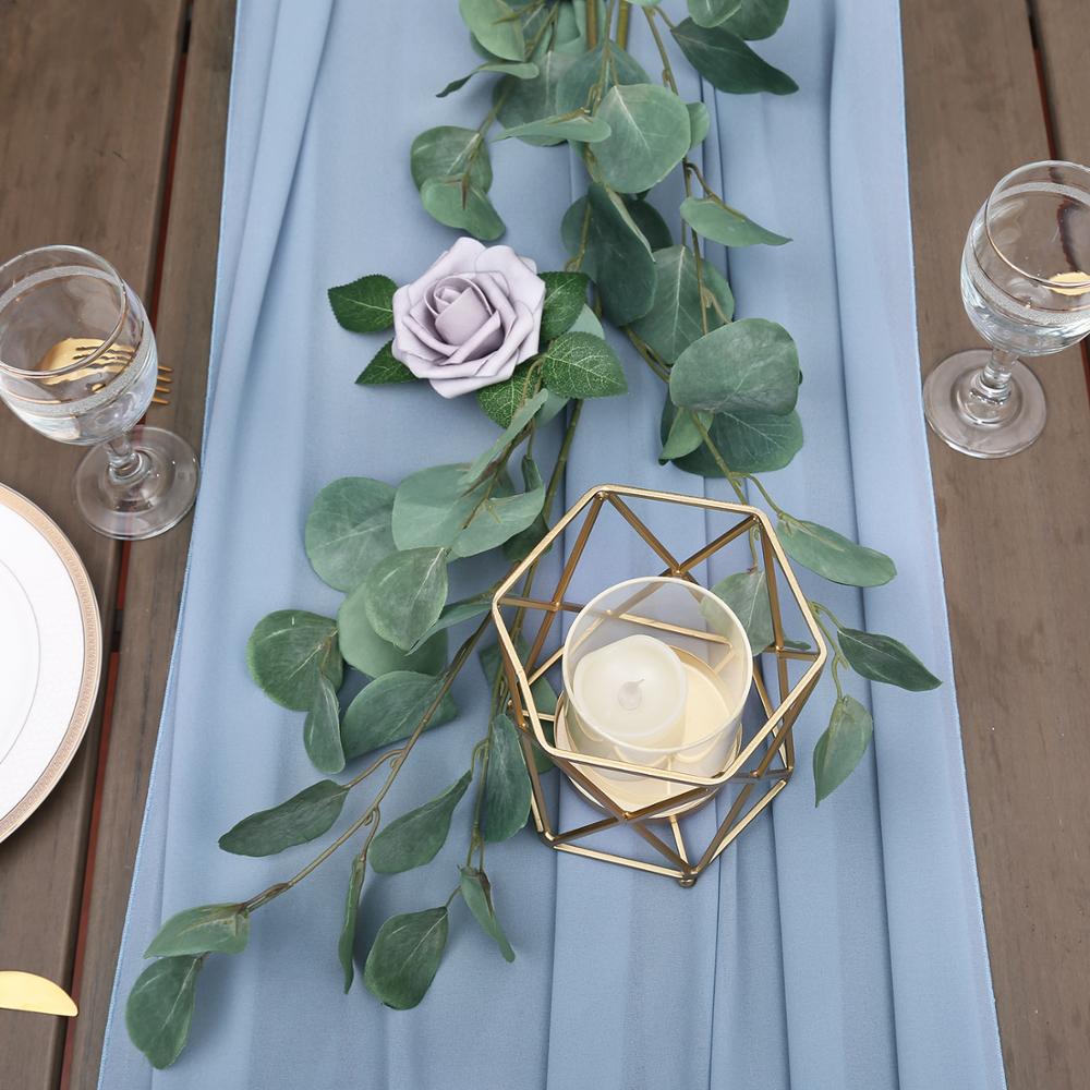 Wedding Table Runners Dusty Blue Burgundy Pink Grey Soft Chiffon Fabric Wedding Runner Bridal Party Decorations (68*300cm)