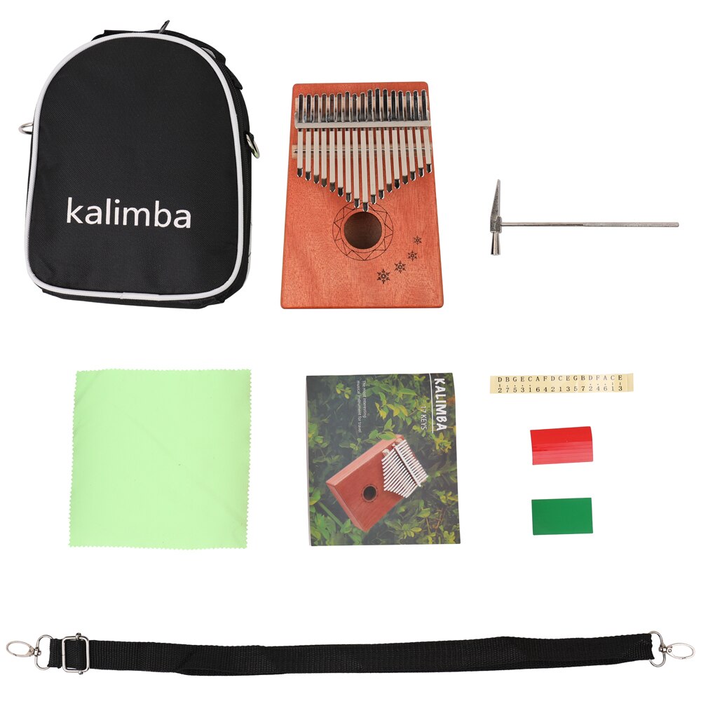 17 Keys Kalimba African Solid Mahogany Thumb Finger Piano Wood Kalimba Portable Musical Instrument