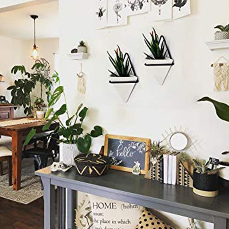 Macetero de pared de Tres Esquinas, Juego de 4 macetas colgantes, florero, plantador de pared geométrico, decoración, contenedor de planta de aire para el hogar y la Oficina