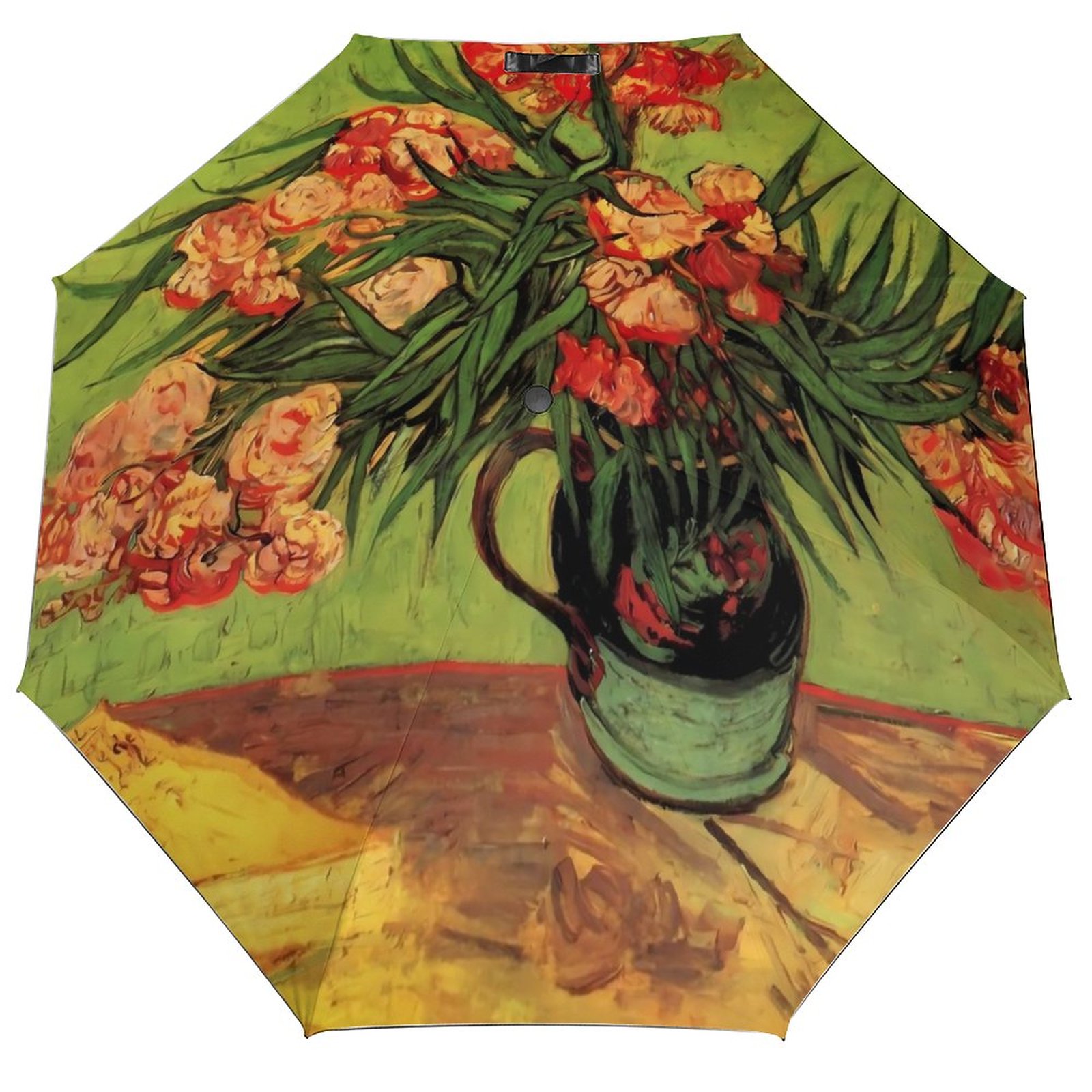 Vincent Van Gogh Paraguas automático de 3 pliegues Café Terraza por la noche Paraguas ligero Sol y lluvia Paraguas de abrigo negro para hombres y mujeres: Naranja