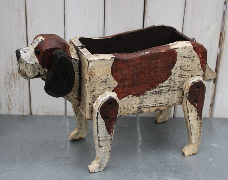 handmade unique animal shabby chic wooden planter boxes: dog