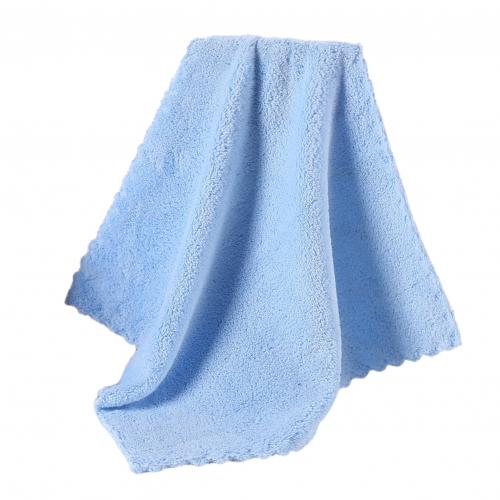 2Pcs 30Cm X 30Cm Effen Kleur Fleece Pasgeboren Baby Handdoek Water Absorptie Sneldrogende Gezicht Handdoeken Kinderen schoonmaken Tool: Blauw